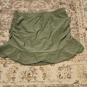Sage Green Swim Skirt Bottom – Ruched Sides & Ruffle Hem – Modest Swimwear